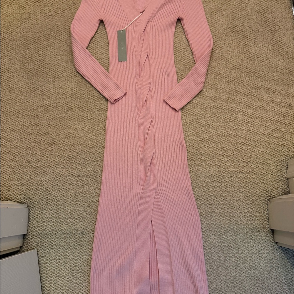 Revolve - Pink Bodycon Dress with V-neck